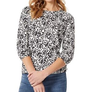 NWT Jones New York Women's Floral-Print 3/4-Sleeve Top Blouse Size Petite Xlarge